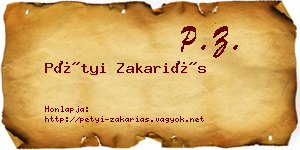Pétyi Zakariás névjegykártya